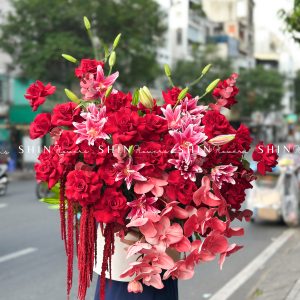 Lẵng Hoa chúc mừng Tone đỏ H133