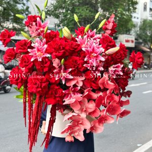 Lẵng Hoa chúc mừng Tone đỏ H133