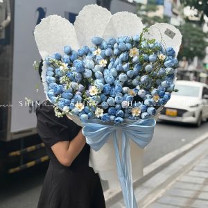 Bó Hoa Hồng tiểu tiên nữ - Plume Xanh Dương Khổng lồ S581