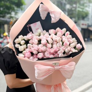 Bó Hoa Kem hoa Hồng Tiểu Tiên Nữ - Hồng Plume S579