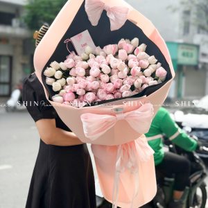 Bó Hoa Kem hoa Hồng Tiểu Tiên Nữ - Hồng Plume S579