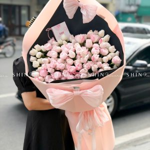 Bó Hoa Kem hoa Hồng Tiểu Tiên Nữ - Hồng Plume S579