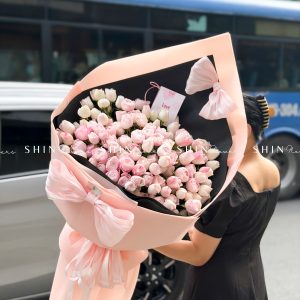 Bó Hoa Kem hoa Hồng Tiểu Tiên Nữ - Hồng Plume S579