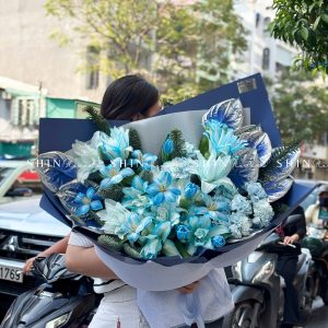 Bó Hoa Ly mix Tulip tone xanh S573