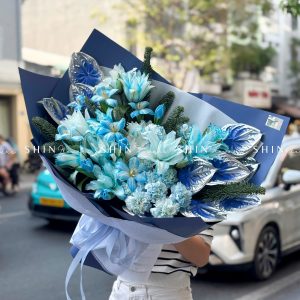 Bó Hoa Ly mix Tulip tone xanh S573