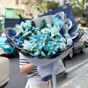 Bó Hoa Ly mix Tulip tone xanh S573