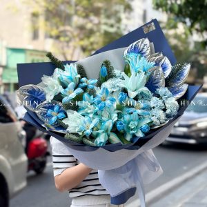 Bó Hoa Ly mix Tulip tone xanh S573