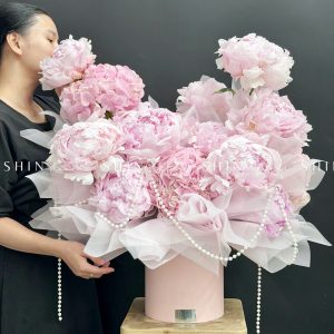 Hộp hoa Tú cầu mix Mẫu Đơn Pillow Talk H137