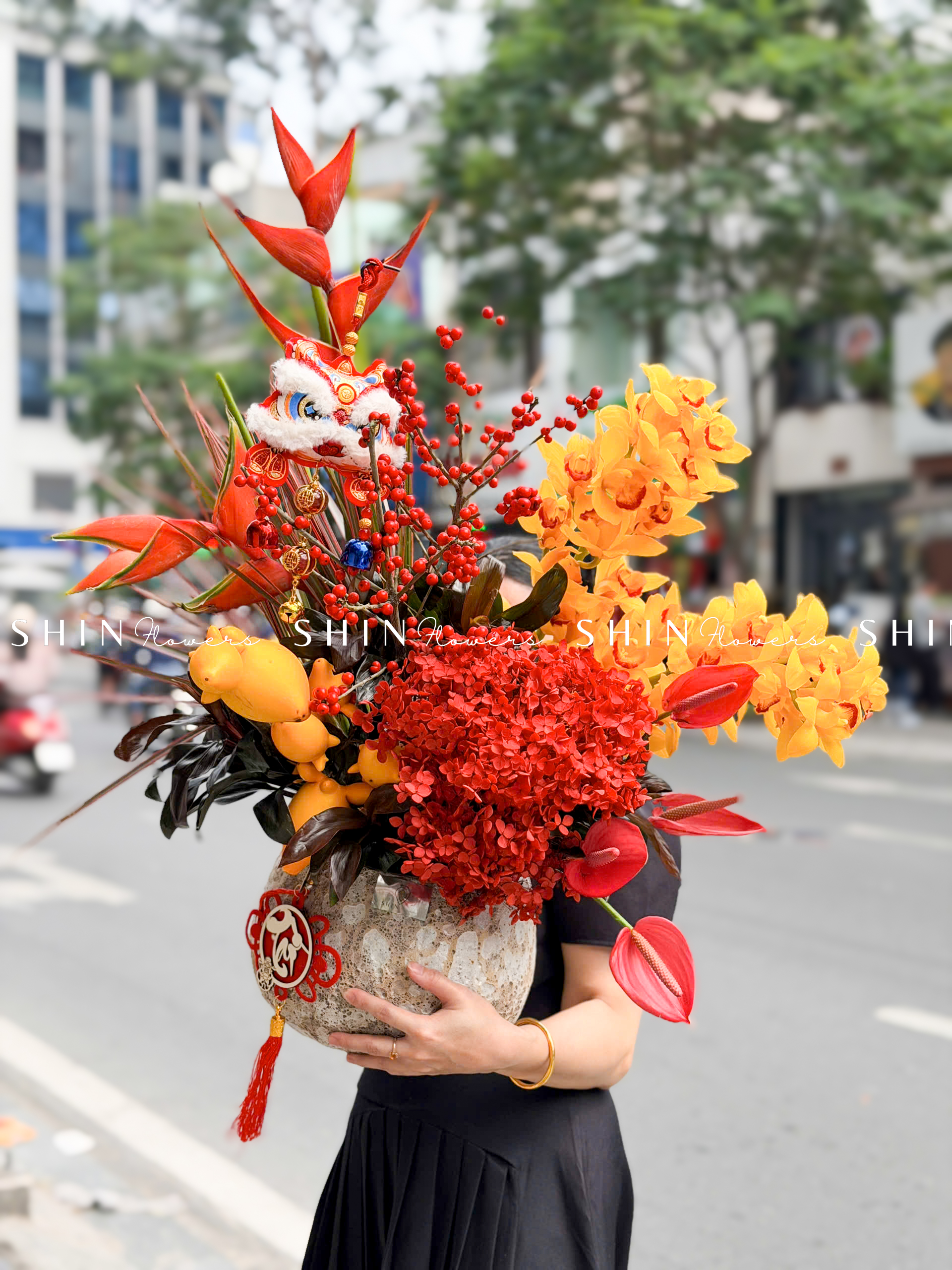 Lẵng Hoa Tết - Cá Chép Hóa Rồng H140