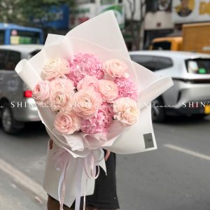Hoa Bó Mao Lương Hồng Nhật Bản mix Tú Cầu Hồng S594