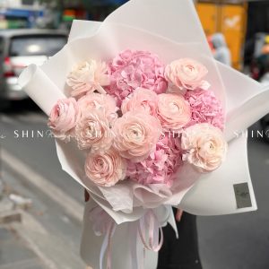 Hoa Bó Mao Lương Hồng Nhật Bản mix Tú Cầu Hồng S594