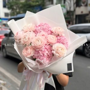 Hoa Bó Mao Lương Hồng Nhật Bản mix Tú Cầu Hồng S595