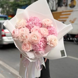 Hoa Bó Mao Lương Hồng Nhật Bản mix Tú Cầu Hồng S595