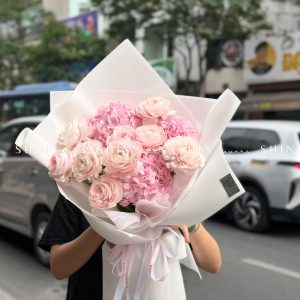 Hoa Bó Mao Lương Hồng Nhật Bản mix Tú Cầu Hồng S595