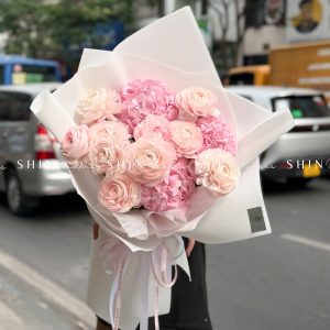 Hoa Bó Mao Lương Hồng Nhật Bản mix Tú Cầu Hồng S595