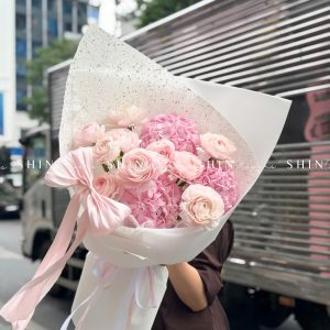 Hoa Bó Mao Lương Hồng Nhật Bản mix Tú Cầu Hồng S594