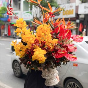 Lẵng Hoa địa lan vàng H149