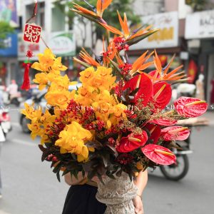 Lẵng Hoa địa lan vàng H149