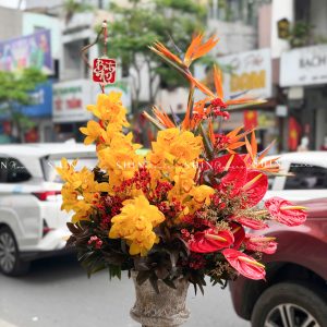 Lẵng Hoa địa lan vàng H149