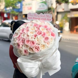 Bó Hoa hoa hồng Ohara Trắng mix Hồng S605