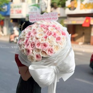 Bó Hoa hoa hồng Ohara Trắng mix Hồng S605