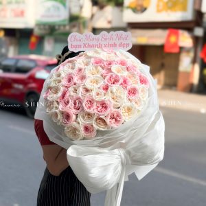 Bó Hoa hoa hồng Ohara Trắng mix Hồng S605