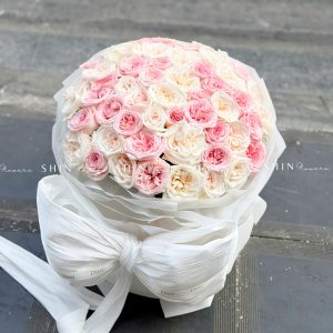 Bó Hoa hoa hồng Ohara Trắng mix Hồng S605