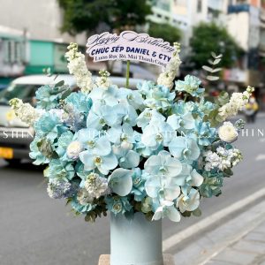 Lẵng Hoa chúc mừng Tone Xanh Sang Trọng H151