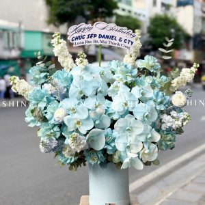 Lẵng Hoa chúc mừng Tone Xanh Sang Trọng H151