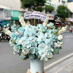 Lẵng Hoa chúc mừng Tone Xanh Sang Trọng H151