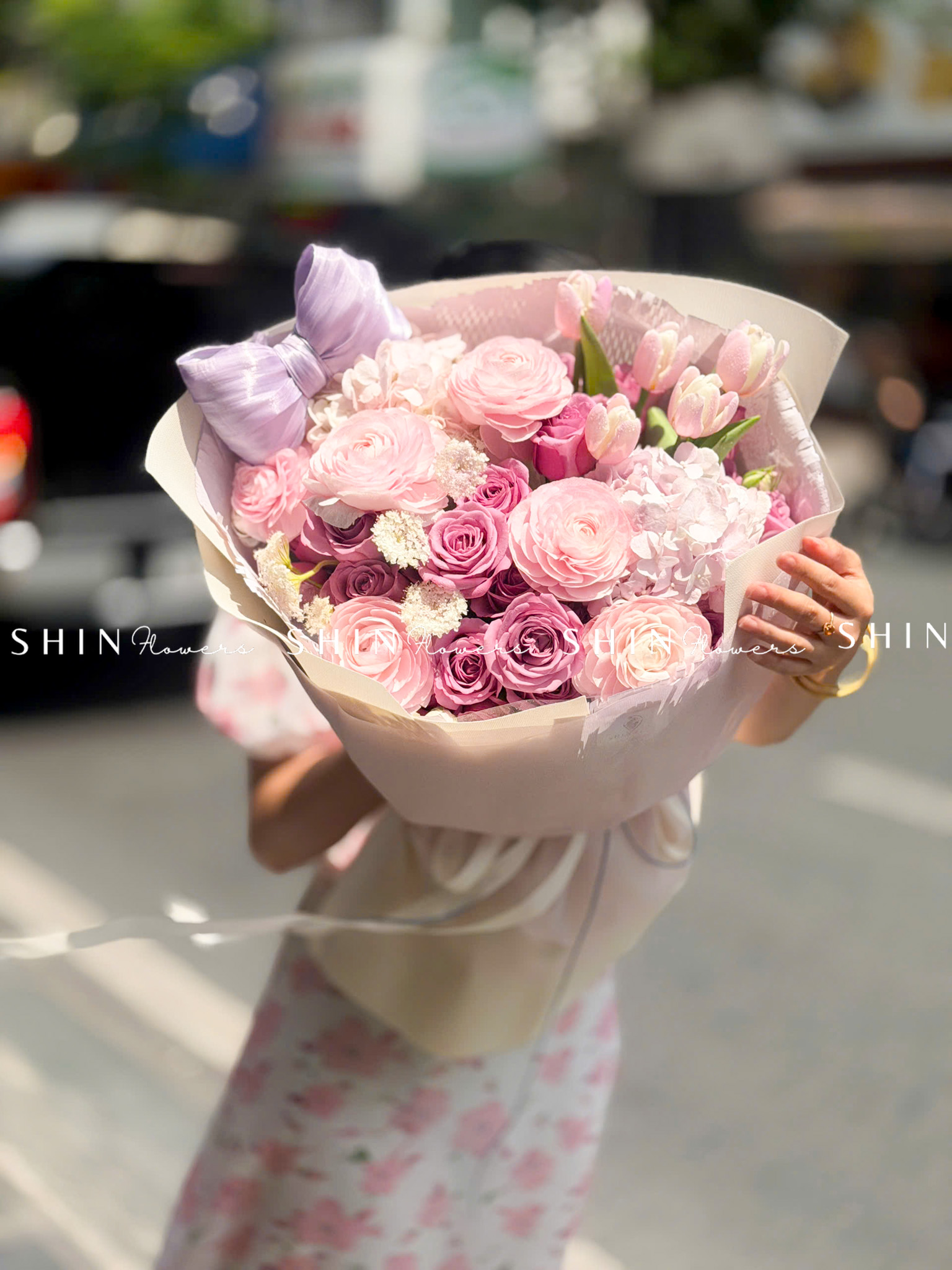 Hoa Bó Mao Lương Hồng Nhật Bản mix Tulip tím S612