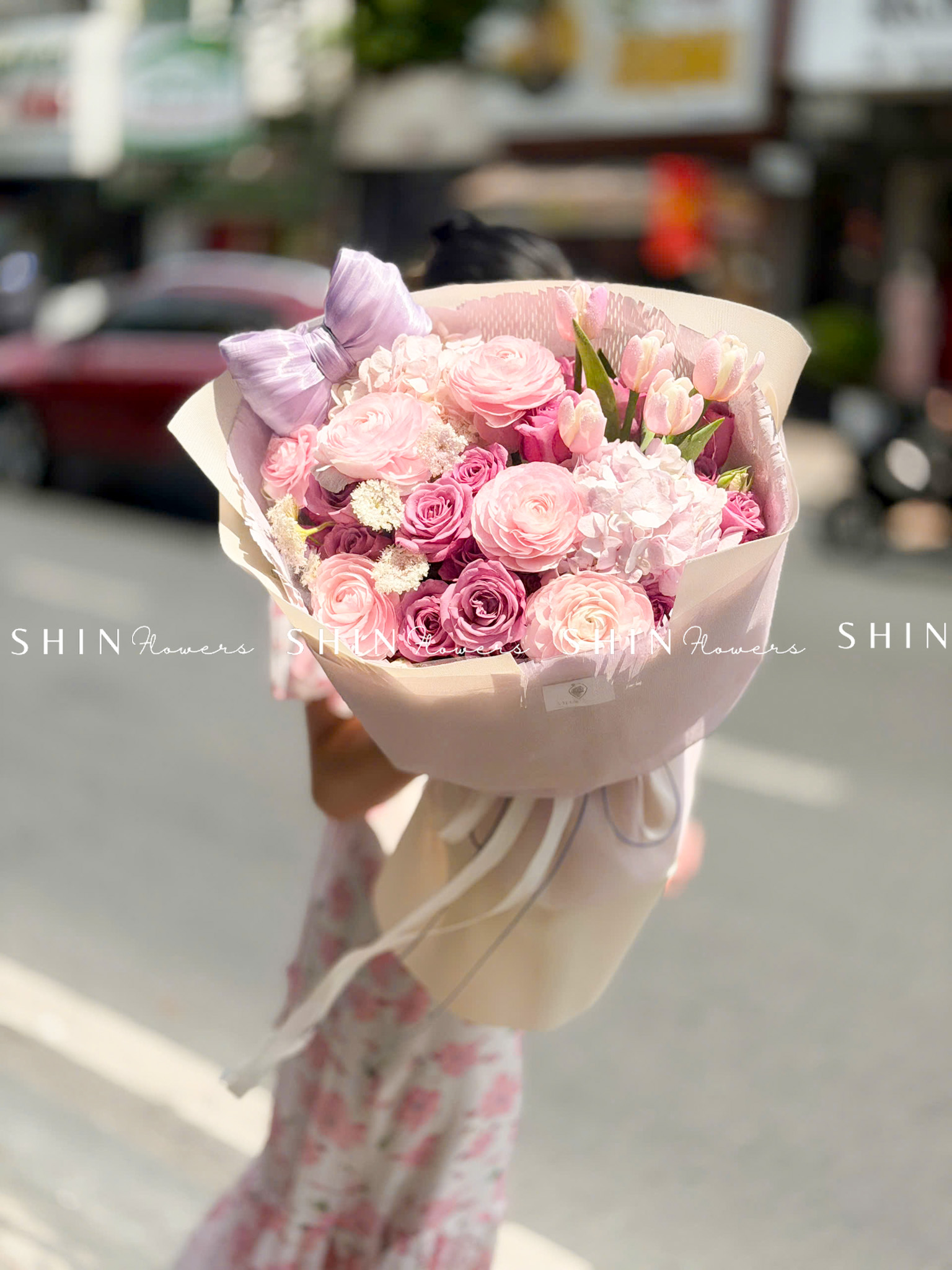 Hoa Bó Mao Lương Hồng Nhật Bản mix Tulip tím S612