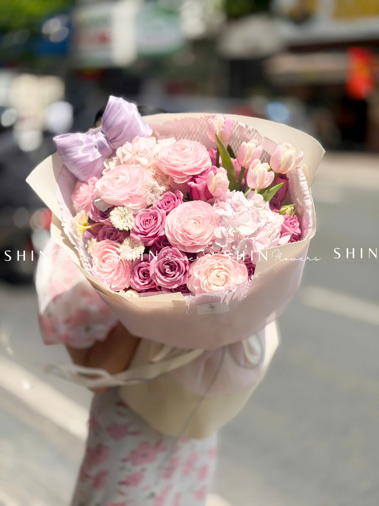 Hoa Bó Mao Lương Hồng Nhật Bản mix Tulip tím S612