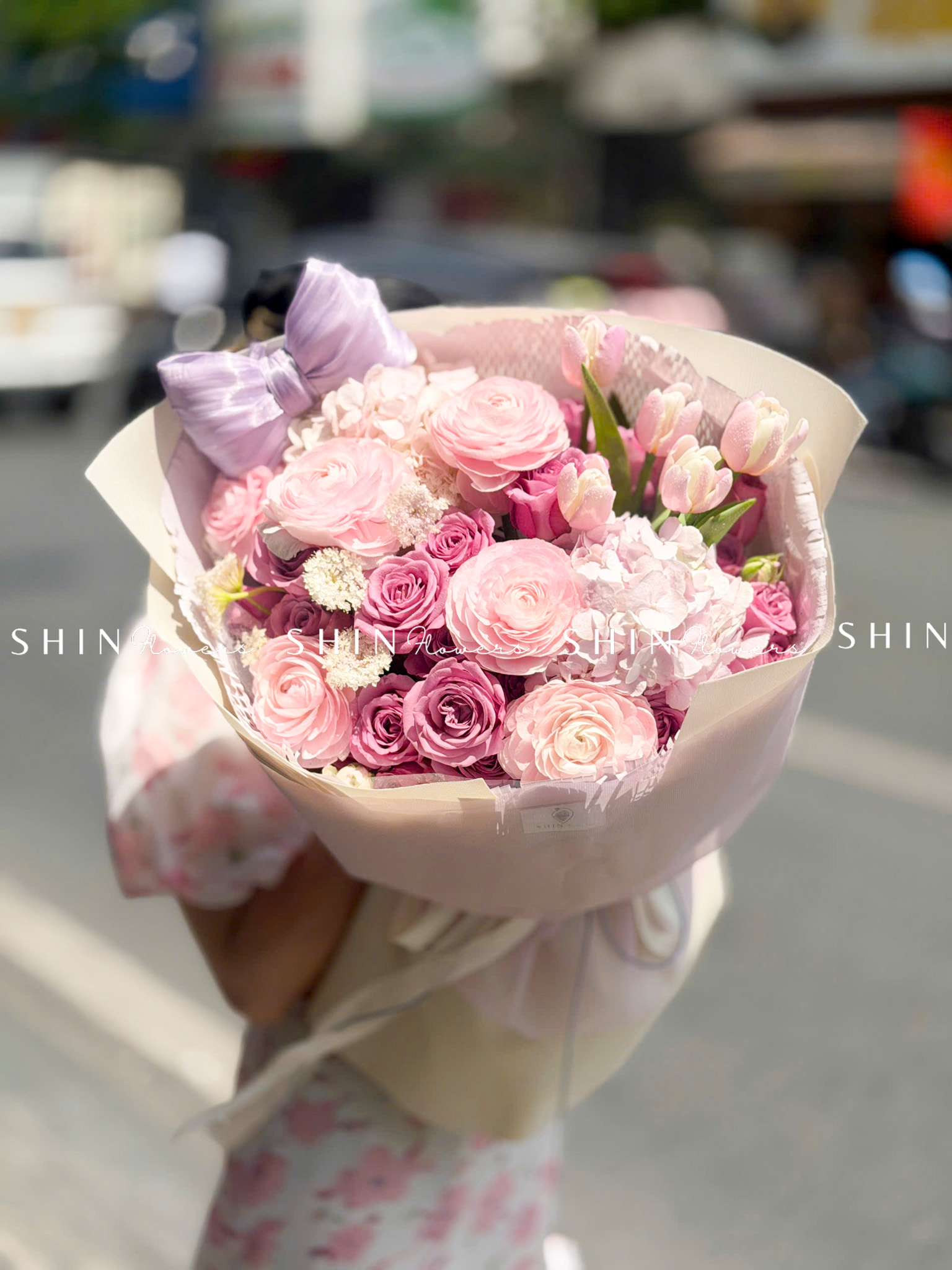 Hoa Bó Mao Lương Hồng Nhật Bản mix Tulip tím S612