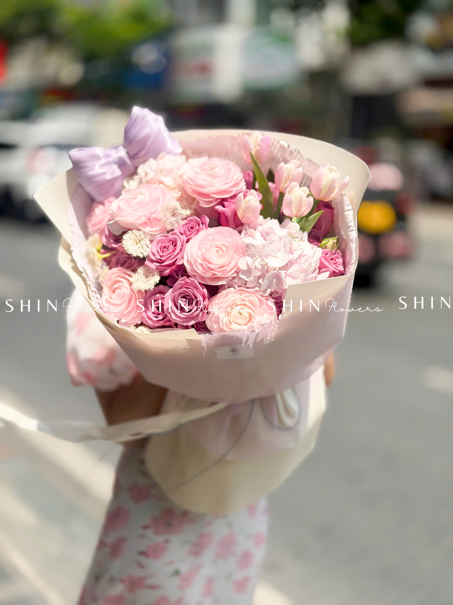 Hoa Bó Mao Lương Hồng Nhật Bản mix Tulip tím S612