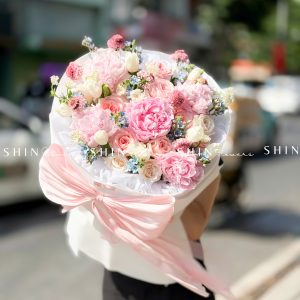 Hoa Bó 5 Mẫu Đơn Sarah Hồng mix Tulip S606