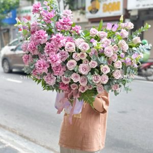 Lẵng Hoa Hồng Tím Sang Trọng H154