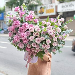 Lẵng Hoa Hồng Tím Sang Trọng H154