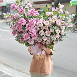 Lẵng Hoa Hồng Tím Sang Trọng H154