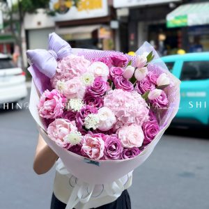 Hoa Bó Mẫu đơn mix Mao Lương Hồng Nhật Bản mix Tulip tím S675