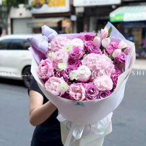 Hoa Bó Mẫu đơn mix Mao Lương Hồng Nhật Bản mix Tulip tím S675