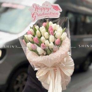 Bó Hoa 30 Tulip Hồng mix trắng S641