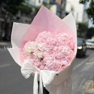 Hoa Bó 8 Cẩm Tú Cầu Hồng mix 3 tulip S640