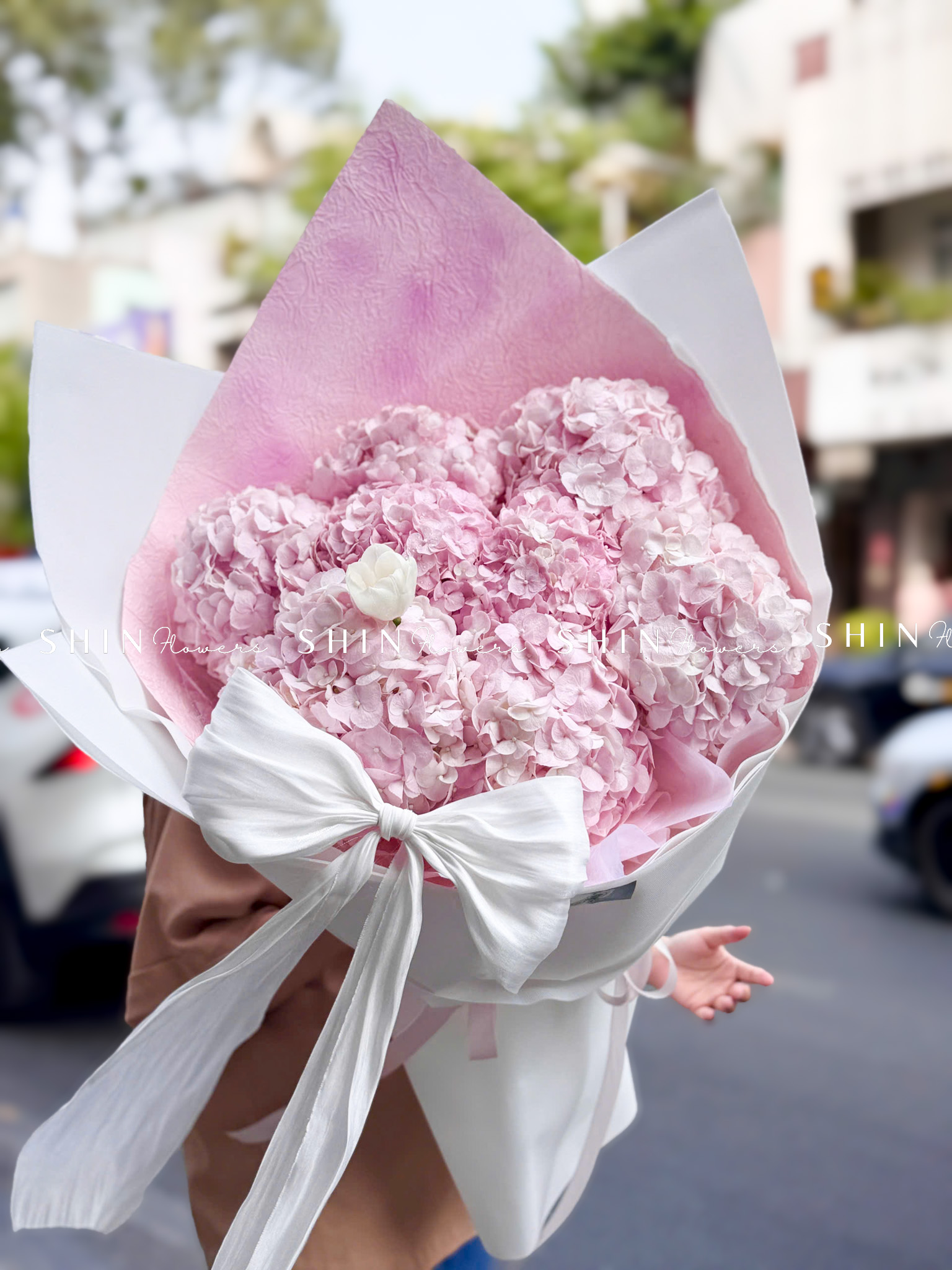Hoa Bó 8 Cẩm Tú Cầu Hồng mix 1 tulip S641