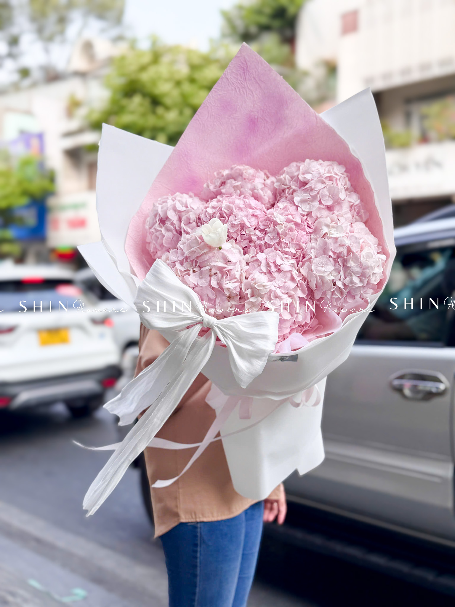 Hoa Bó 8 Cẩm Tú Cầu Hồng mix 1 tulip S641