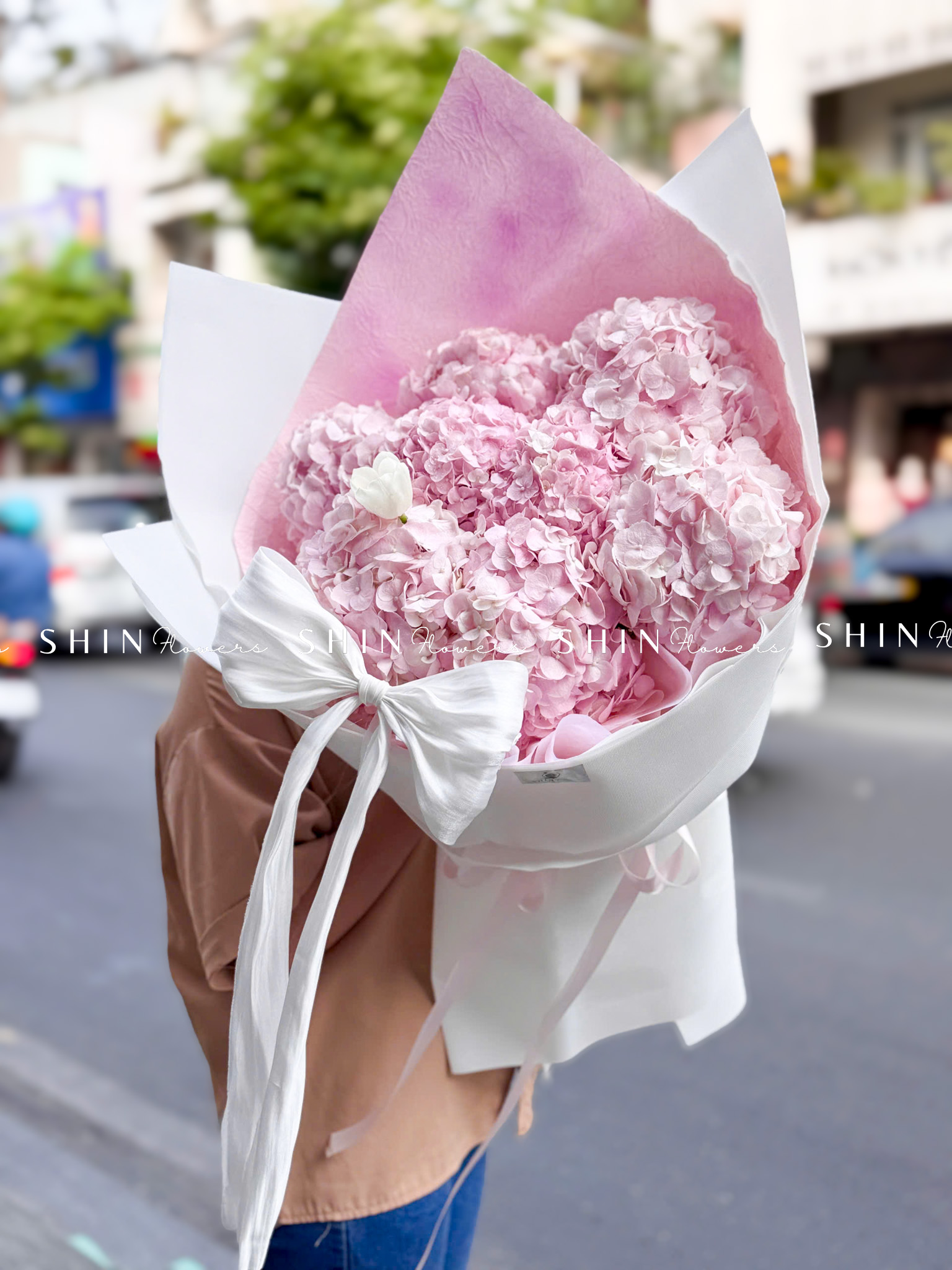 Hoa Bó 8 Cẩm Tú Cầu Hồng mix 1 tulip S641