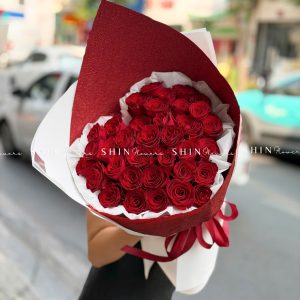 Bó 36 Hoa Hồng Đỏ trái tim S650