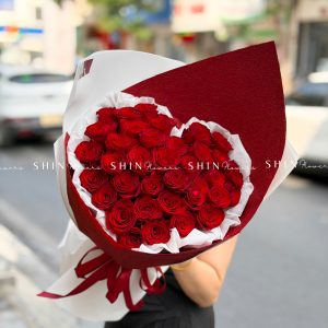 Bó 36 Hoa Hồng Đỏ trái tim S650