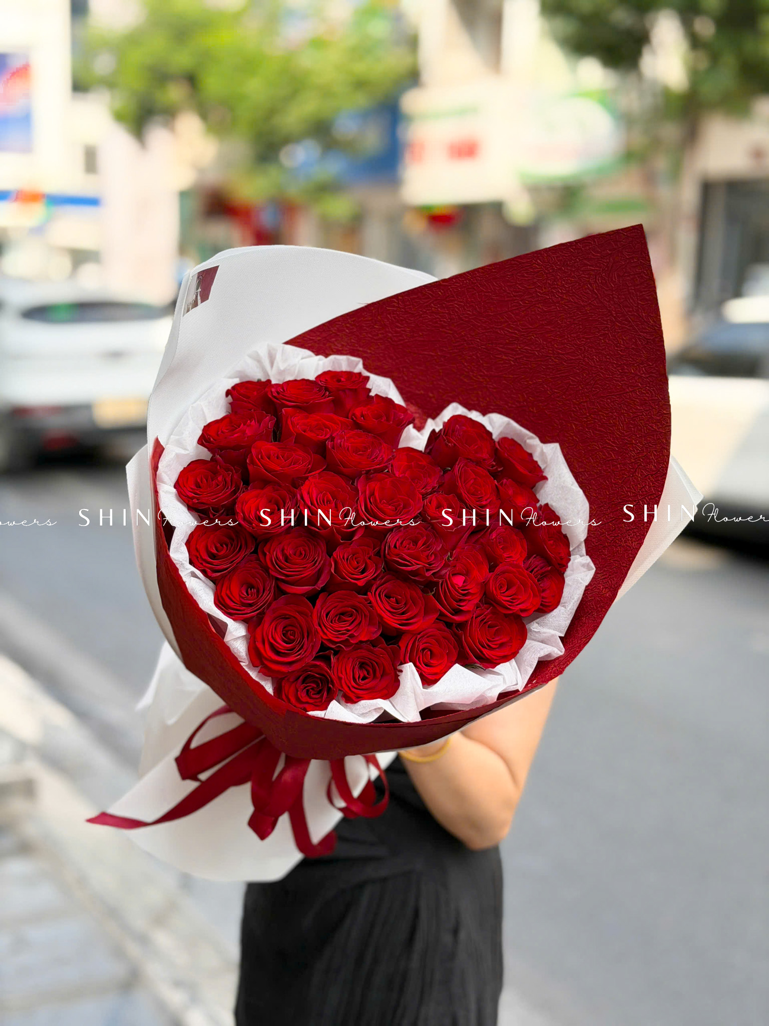 Bó 36 Hoa Hồng Đỏ trái tim S650