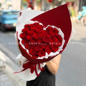 Bó 36 Hoa Hồng Đỏ trái tim S650